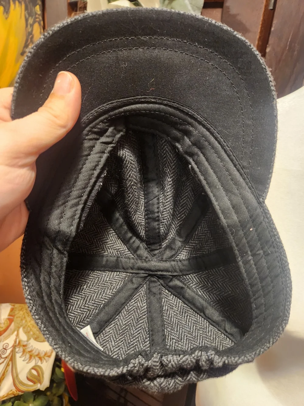 Herringbone Newsboy Cap - Gray